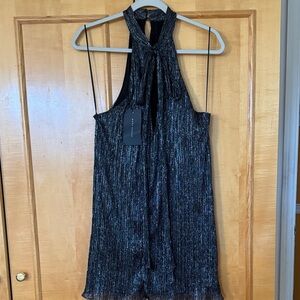 New Zara Large silver and black party dress with a little ruffle on the hem🍀🍀